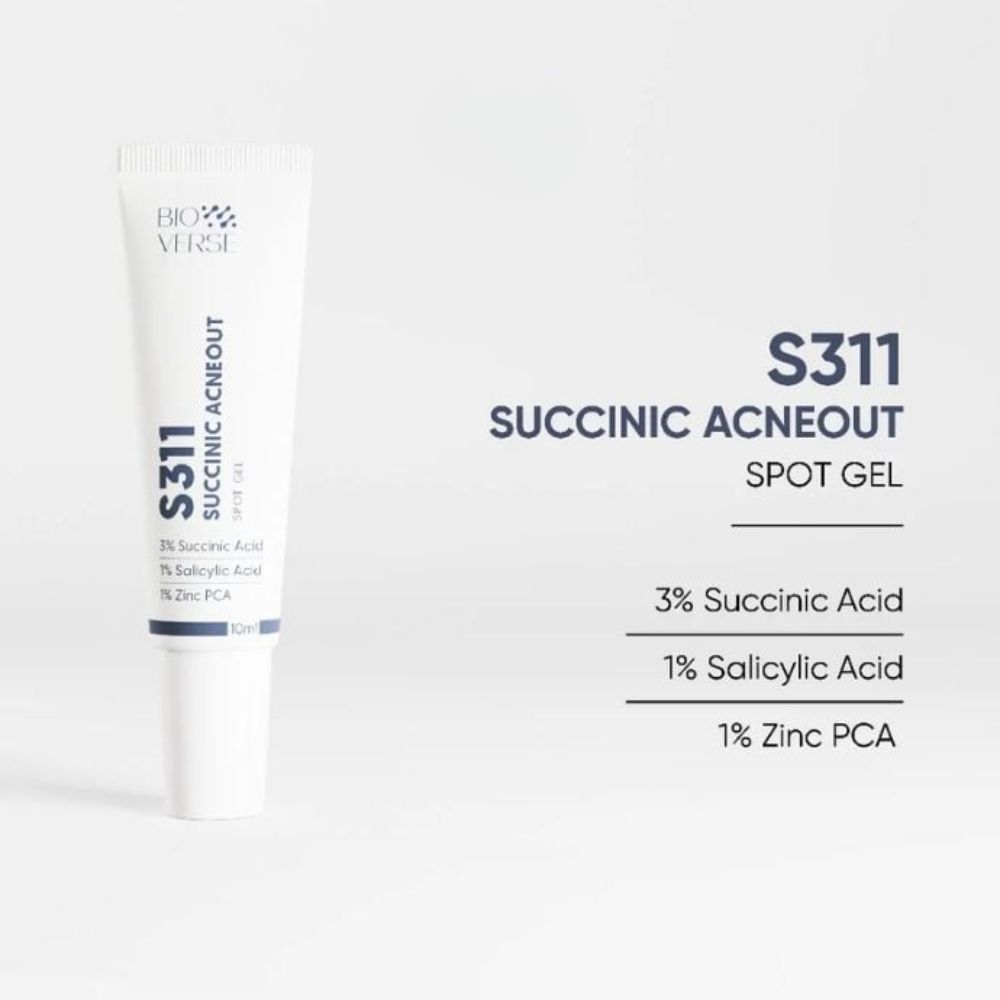 Ảnh 3 của Gel chấm mụn Bioverse S311 Succinic Acneout hỗ trợ giảm mụn và se cồi mụn.