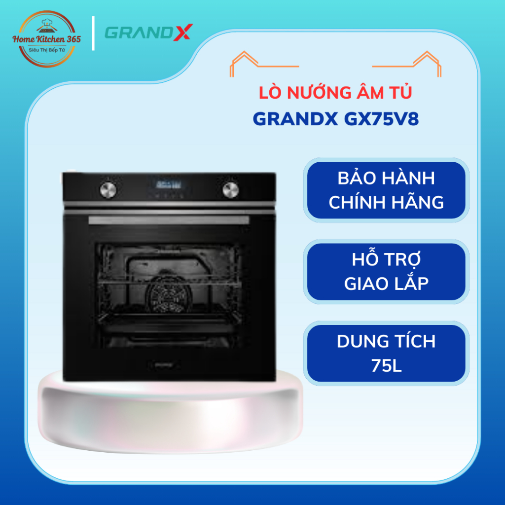 Lò nướng âm tủ GrandX GX75V8 – Dung tích lớn, nướng đa chức năng, thiết kế sang trọng