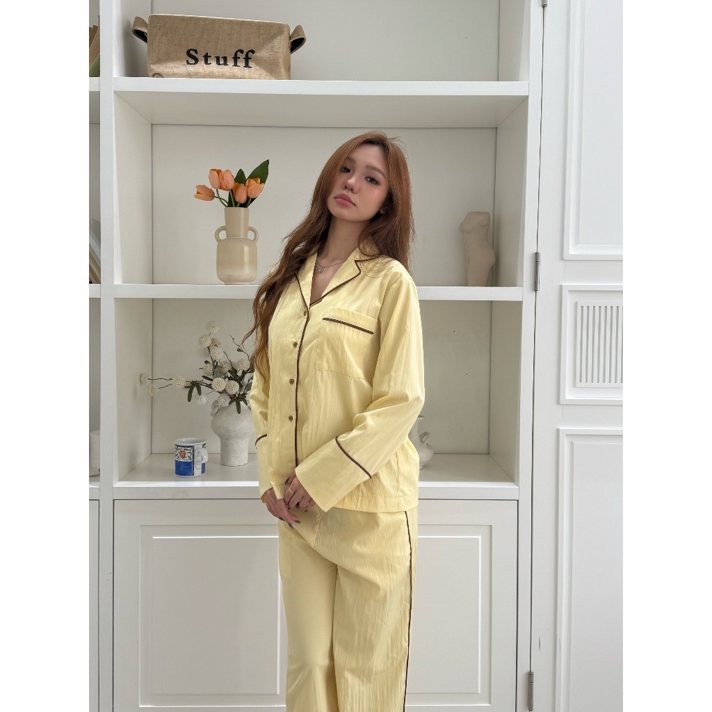 Set Đồ Ngủ Pijamas Dài Tay - Fit to sleep - ZEST Pijamas Form Oversize Rộng Rãi Mềm Mại - Màu Vàng