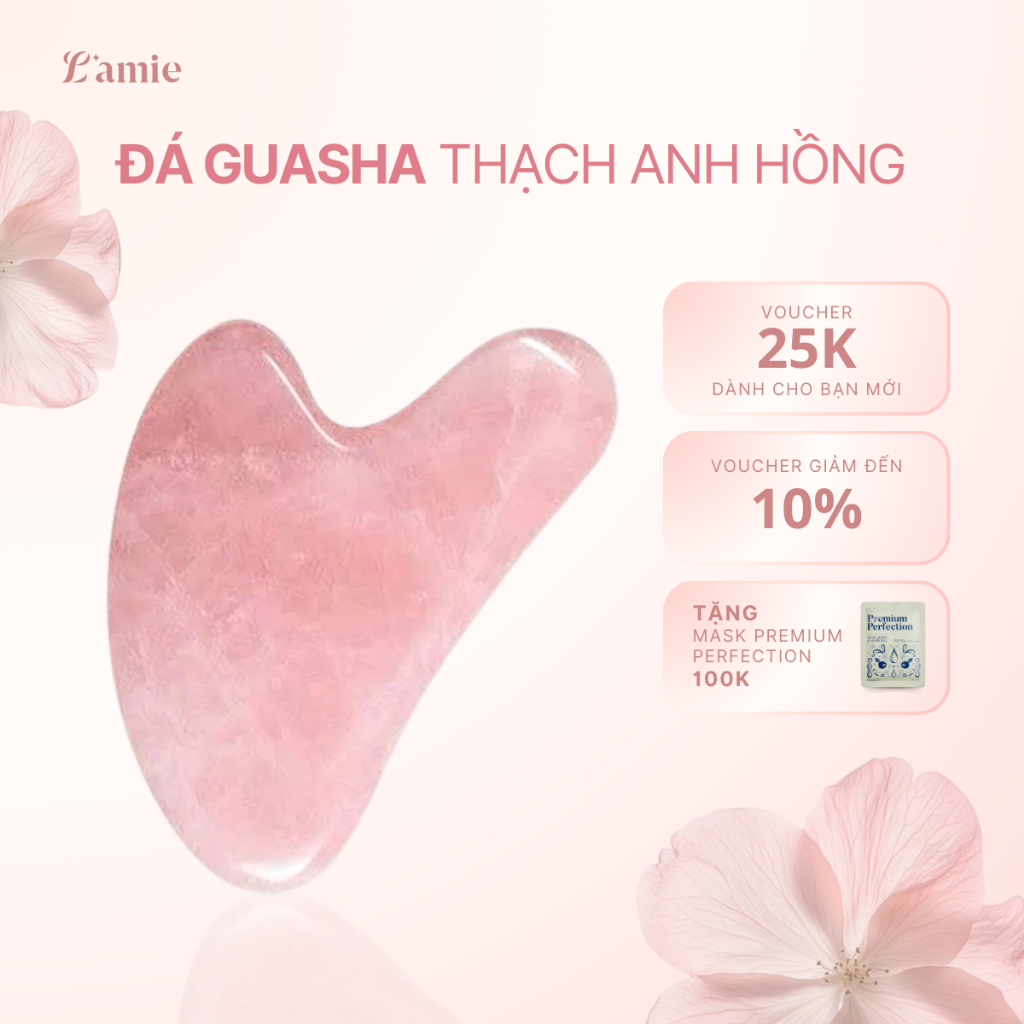Đá Guasha Massage Mặt Thạch Anh Hồng L'AMIE