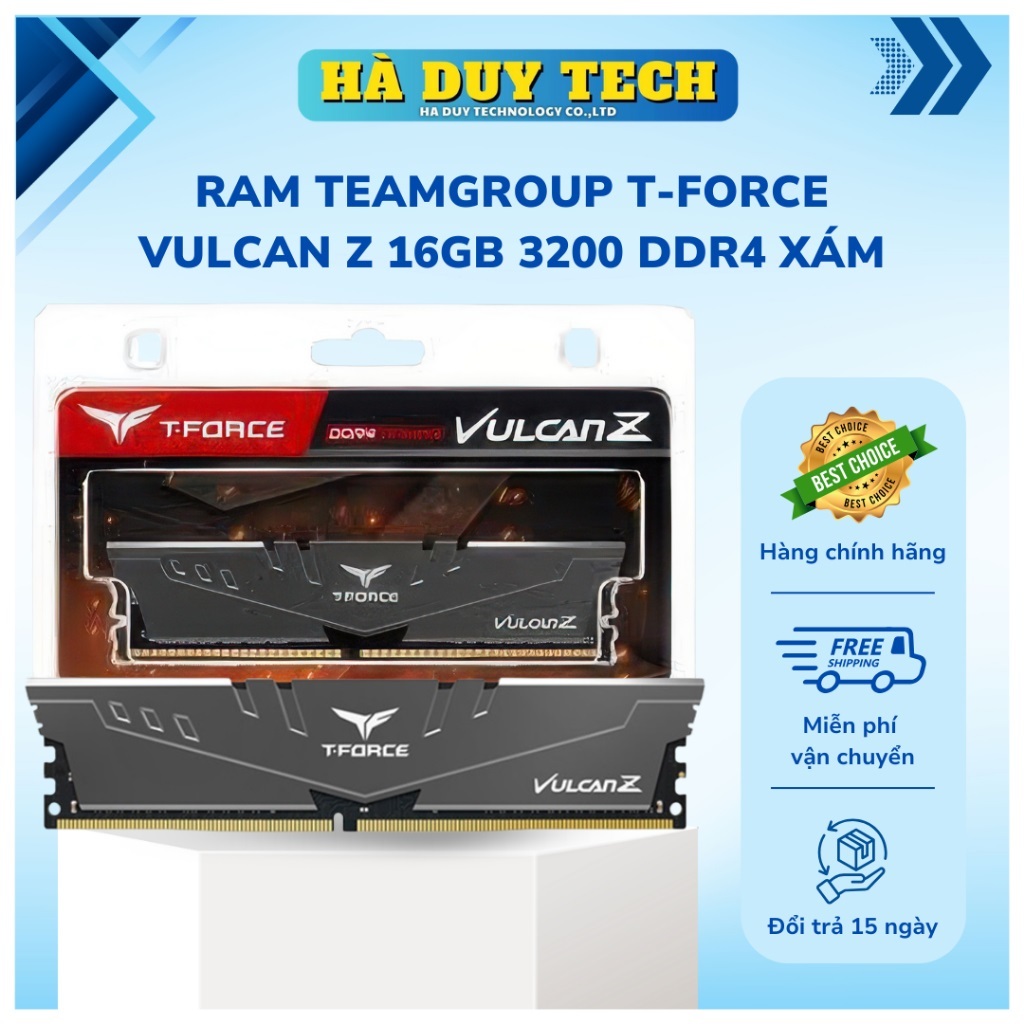 RAM TEAMGROUP T-Force Vulcan Z 16GB 3200 DDR4 Xám - Chính Hãng - BH 36T - HàDuyTech