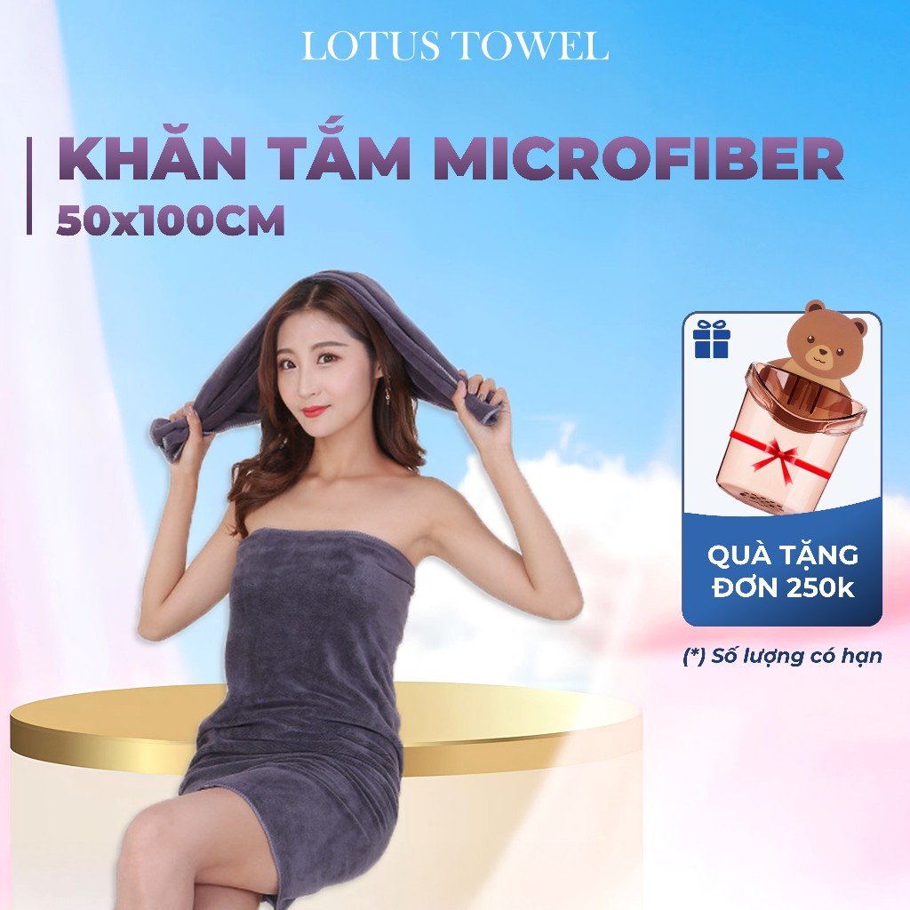 Khăn tắm Spa LotusTowel 50x100cm, 100% MICROFIBER, siêu mềm mịn, thấm hút, dày dặn