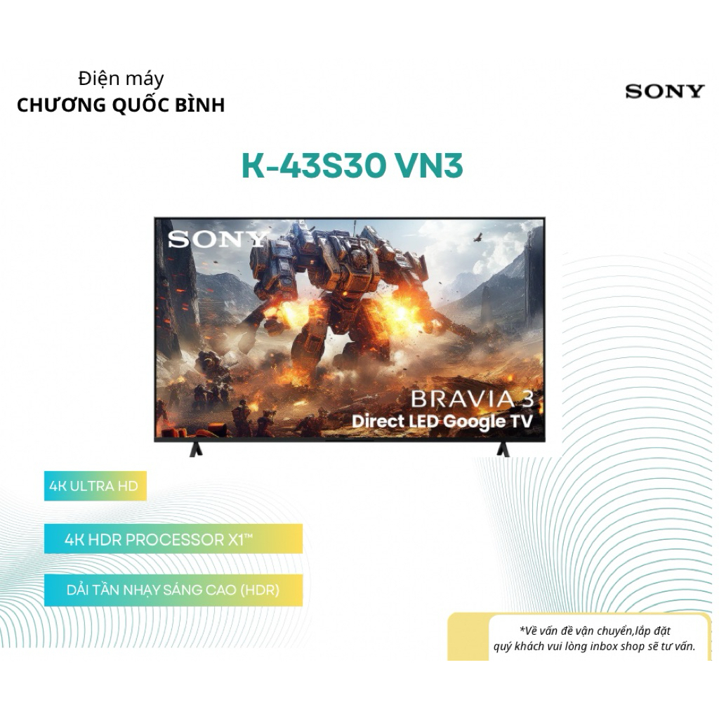 Tivi  Sony Google TV LED 4K 43 inch BRAVIA 3 K-43S30