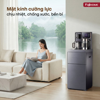 Cây nước nóng lạnh bàn trà cafe FUJIHOME TB241N-UV, máy nước uống bình âm, điều khiển từ xa menu chọn nhiệt độ đồ uống