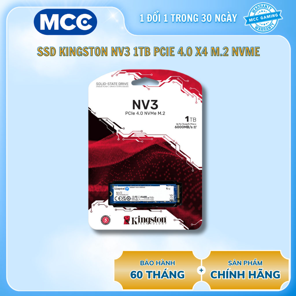 Ổ cứng SSD Kingston NV3 1TB PCIe 4.0 x4 M.2 NVMe (SNV3S/1000G)
