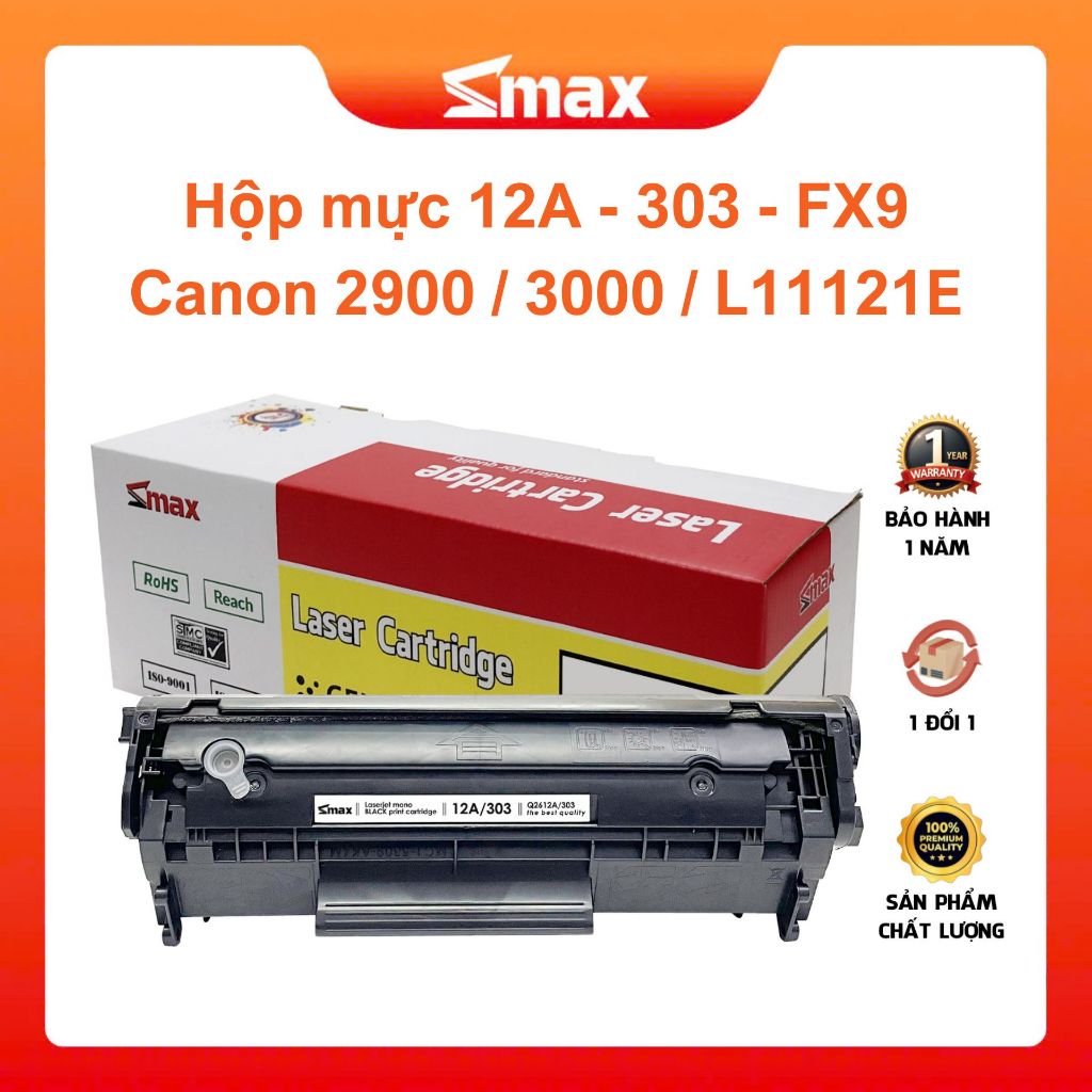 Hộp mực Canon 2900 / 3000 / L11121E mã 12A / 303 / Q2612A || Smax