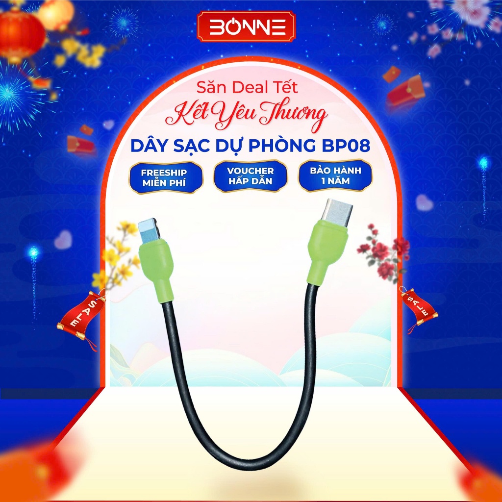 Dây sạc dự phòng dành cho BP08, có thể sạc nhiều loại thiết bị, bảo hành 1 năm lỗi 1 đổi 1 BY BONNE 