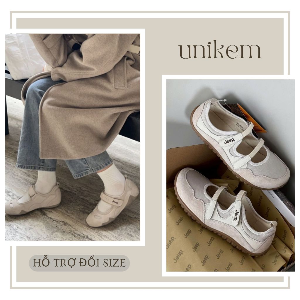 (ẢNH THẬT Ở ĐÁNH GIÁ) Giày Jeep Mary Jane The Spirit, Giày Búp Bê Đế Bệt Quai Dán Cho Nữ Full Box || Mã 21