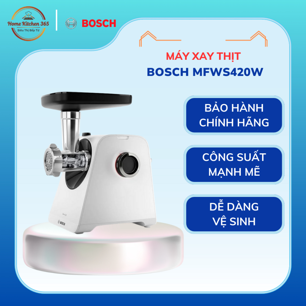Máy Xay Thịt Bosch MFWS420W – Công Suất 500W, Lưỡi Thép Không Gỉ, Dễ Vệ Sinh, Chính Hãng Đức