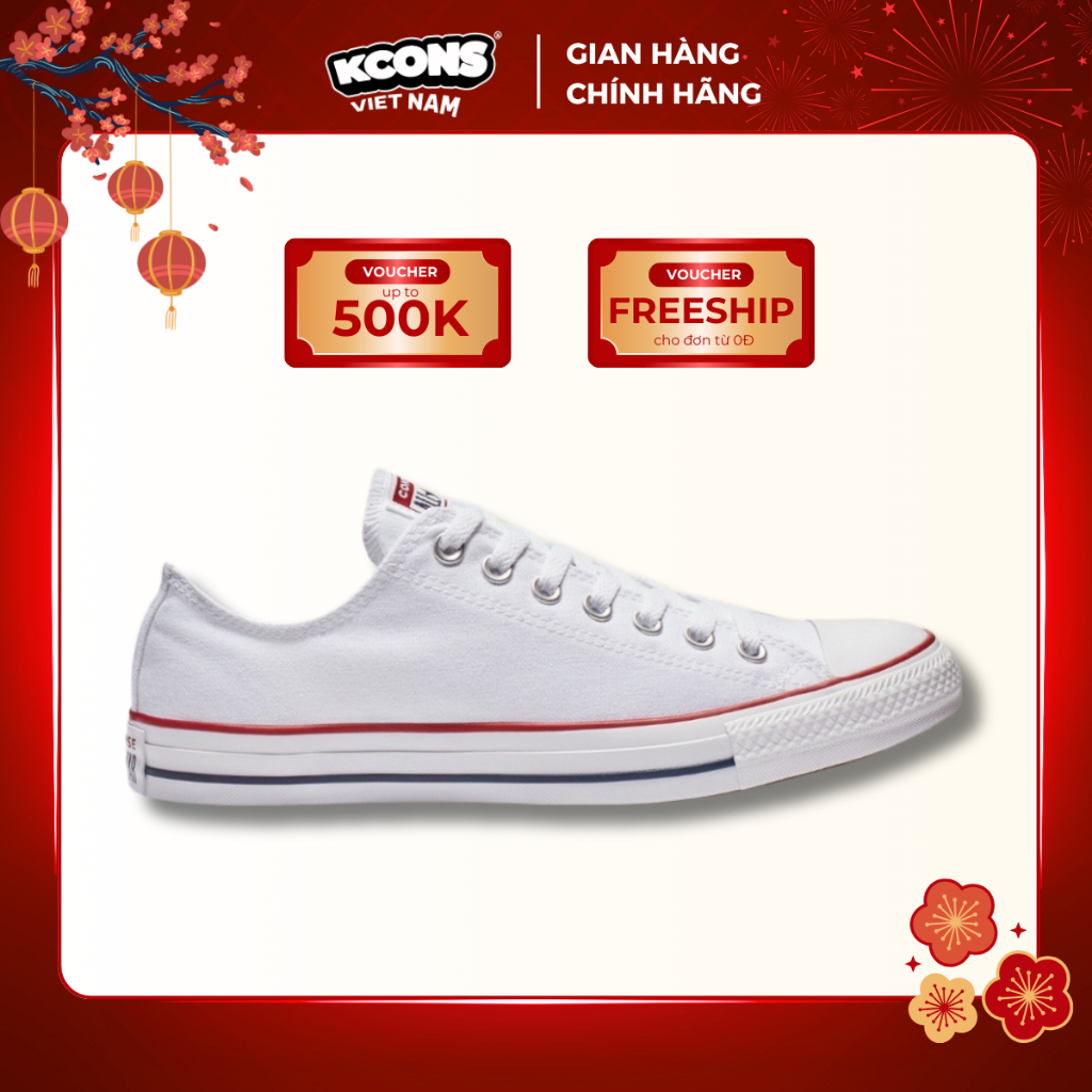 Chuck Taylor Converse Classic White | Giày Converse Trắng Viền Đỏ M7652C