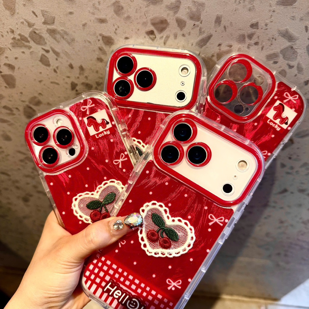 ỐP IPHONE ĐỎ VÂN LÔNG VŨ CHERY DỄ THƯƠNG