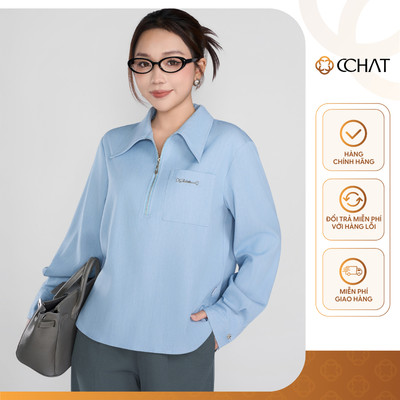 Áo Sơ Mi Nữ 𝐂𝐂𝐇𝐀𝐓 Dáng Suông Kiểu Giả Jeans Chất Liệu Tuytsi Cao Cấp 25FDS9009ST
