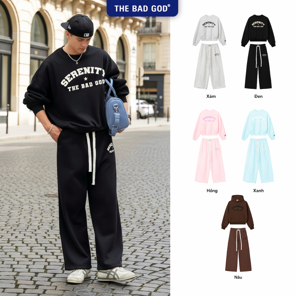 Set bộ THE BAD GOD Sweater Star Serenity Chất Liệu Nỉ Nhung Mềm Mịn Dày Dặn Ấm Áp Dễ Phối Đồ | BigBuy360 - bigbuy360.vn