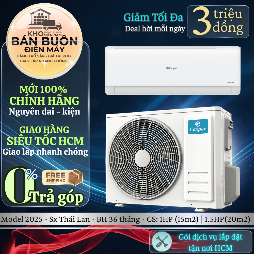 Máy Lạnh Casper Inverter JC-09IU36 | JC-12IU36 – Làm Lạnh Nhanh Turbo, BabyCare, Tiết Kiệm Điện