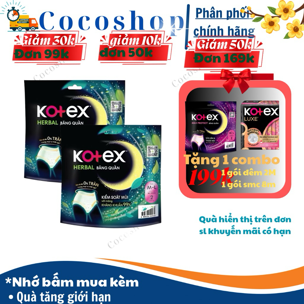 BĂNG VỆ SINH QUẦN KOTEX HERA SIZE M/L- L/XL 2 Miếng