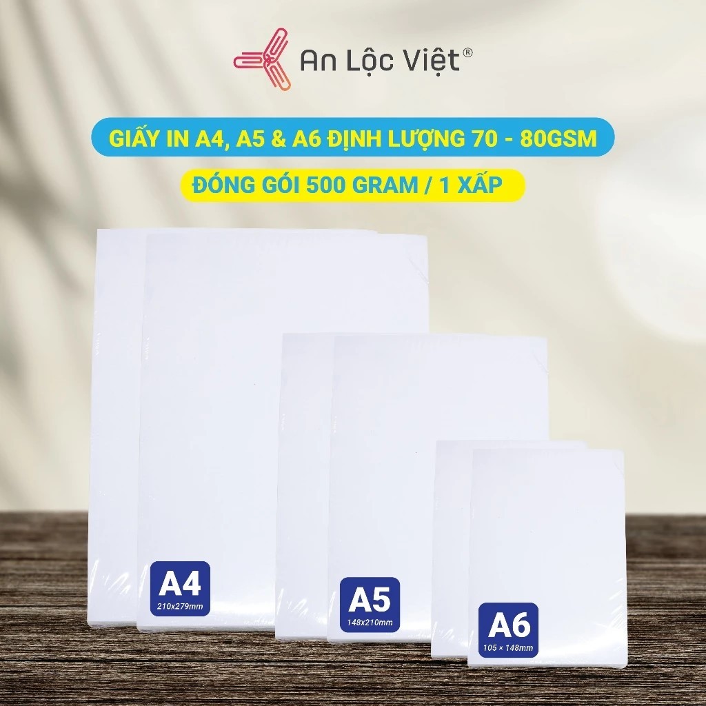 [GIẤY IN ĐỒNG GIÁ ] 1 Xấp = 500gram Giấy trắng in - photo khổ A4 - A5 - A6, in đẹp sắc nét