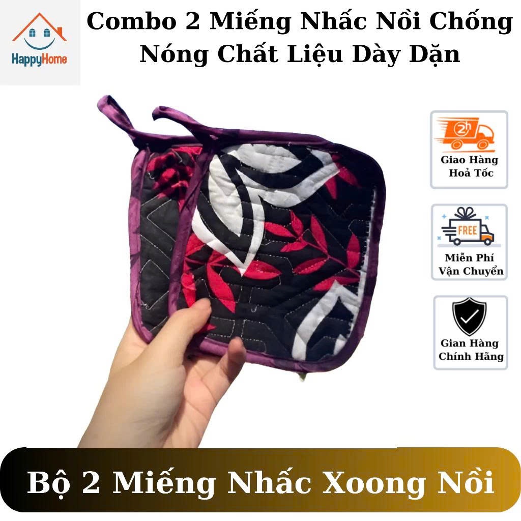 Combo 4 miếng (2 đôi) bắc nồi , nhấc nồi (lót tay bắc bếp) (màu ngẫu nhiên)
