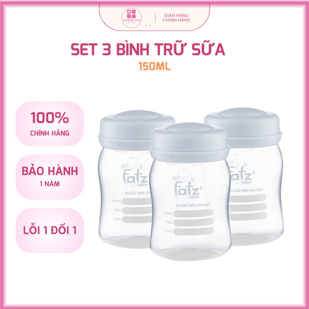 Set 3 bình sữa 150ml Fatzbaby an toàn không BPA chống sặc núm ti mềm cho bé chính hãng