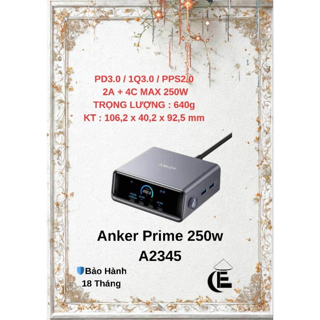 Trạm Sạc Anker A2345 250W Pro,A2345 Pro+(2026) 6 Cổng GaNPrime  - Bảo Hành 18 Tháng
