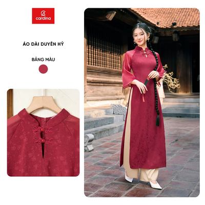 Áo dài Duyên Hỷ CARDINA tách set chất liệu lụa tô châu dài tay lỡ cỏ tàu và quần lụa 5ADC04 , 5YQDR14, 5YQDR17