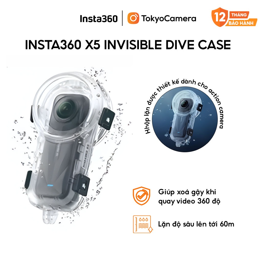Insta360 X5 Invisible Dive Case chính hãng chống nước chuyên dụng, quay dưới nước 360°, phụ kiện Ins