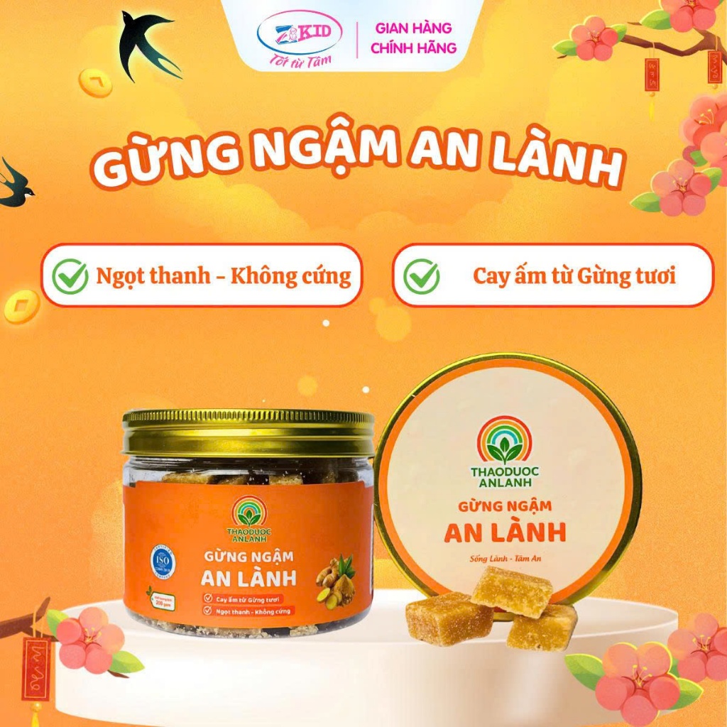 Viên ngầm gừng an lành cay ấm từ gừng tươi, giảm đau họng từ dịch ép gừng tươi - 200g