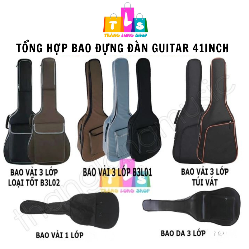 Bao Đựng Đàn Guitar 41 Inch – Nhiều Loại (1 Lớp/3 Lớp/Bao Da) – Dùng Cho Guitar Acoustic & Classic