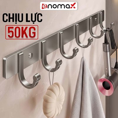 Móc treo quần áo Enomax dán tường, treo đồ đa năng, chịu lực lên đến 50KG, chất liệu Thép Carbon cao cấp, chống gỉ sét
