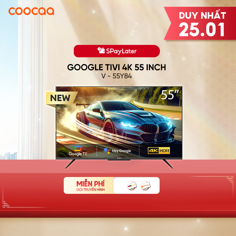 Google Tivi Coocaa 4K 55 Inch - Model 55Y84