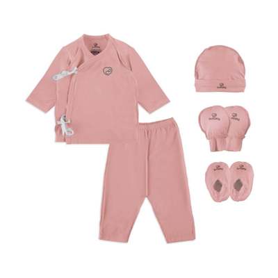 Bộ dài tay cài chéo kèm mũ, btc Sinh non   BU Baby IRO1108OP