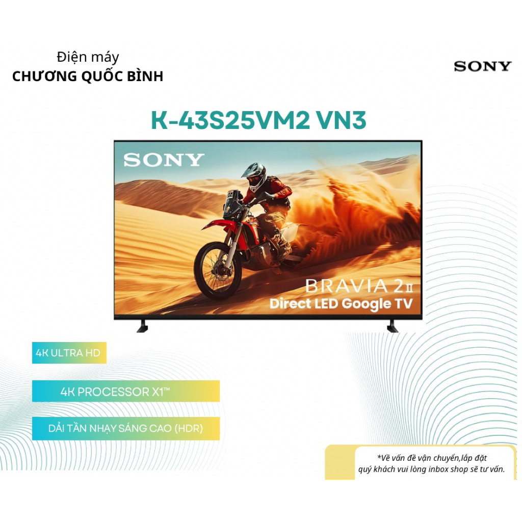 Tivi Sony Google TV LED 4K 43 inch BRAVIA 2 II K-43S25VM2