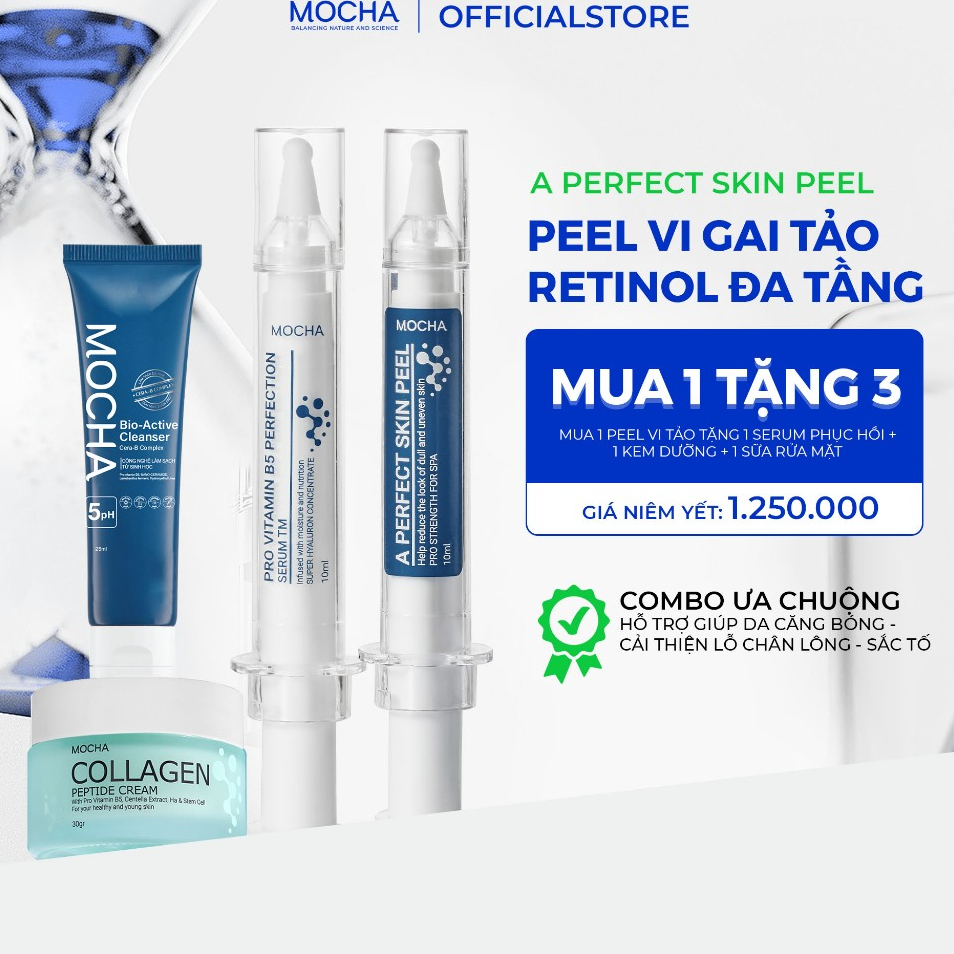 Retinol Mix Peel MOCHA, Peel Da Cải Thiện Mụn, Nám, Chăm Sóc Da Tại Nhà Mua 1 Tặng 3