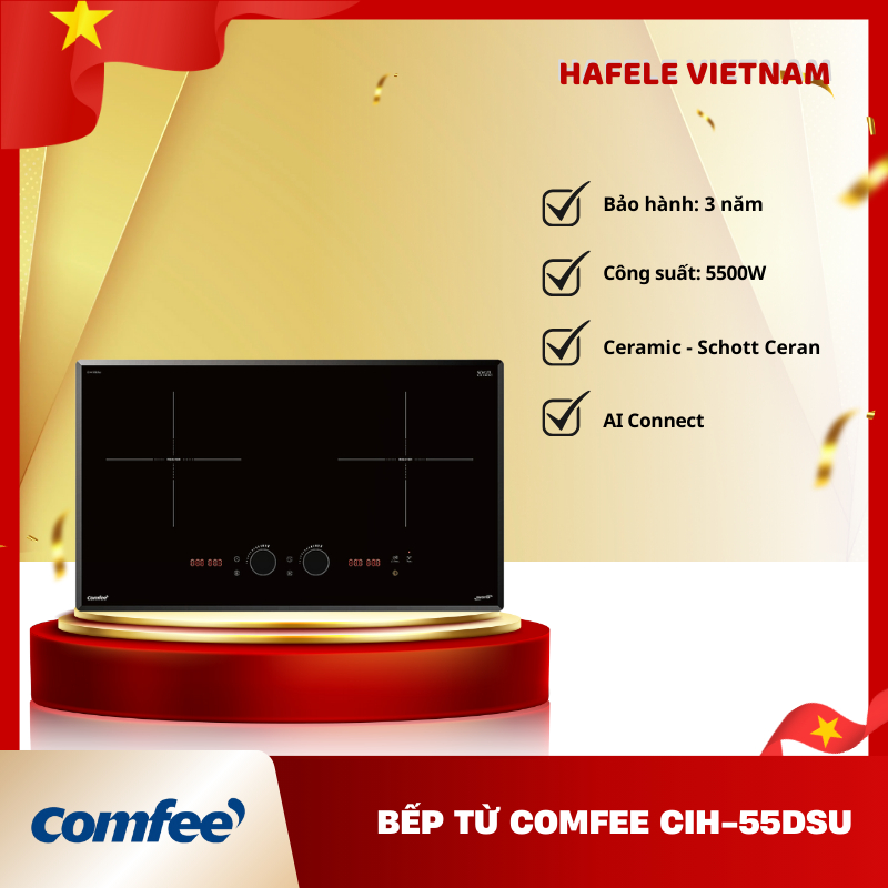 Bếp Từ Comfee CIH-55DSU – Công Suất 5500W – Mạch IGBT Cao Cấp - Nút Vặn Từ Tính AI Knob - FEMb