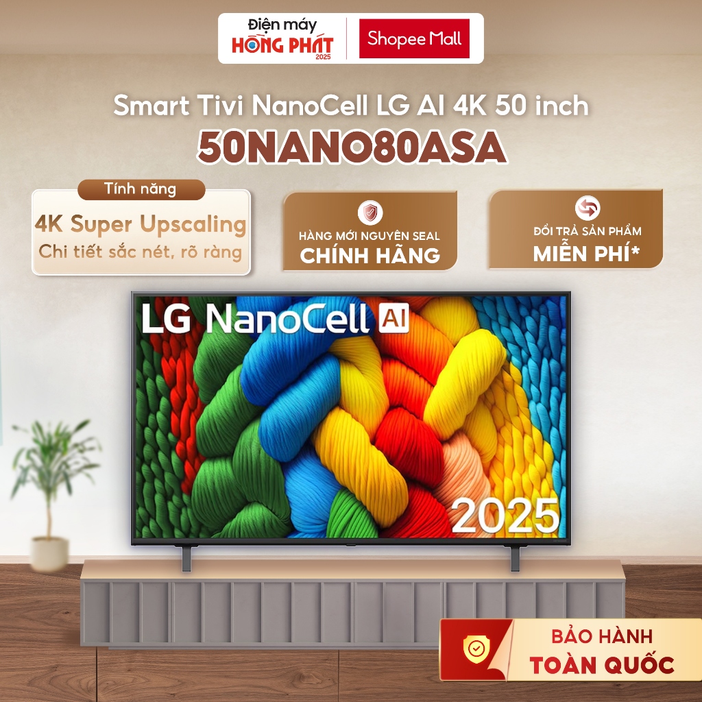 Smart Tivi NanoCell LG AI 4K 50 inch 50NANO80ASA [Giao-Lắp HCM]