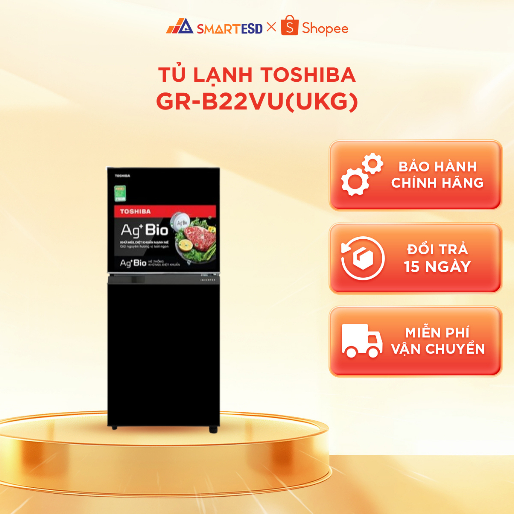 Tủ lạnh Toshiba Inverter 180 lít GR-B22VU(UKG)-Tiết kiệm điện - Bảo Hành 24 Tháng