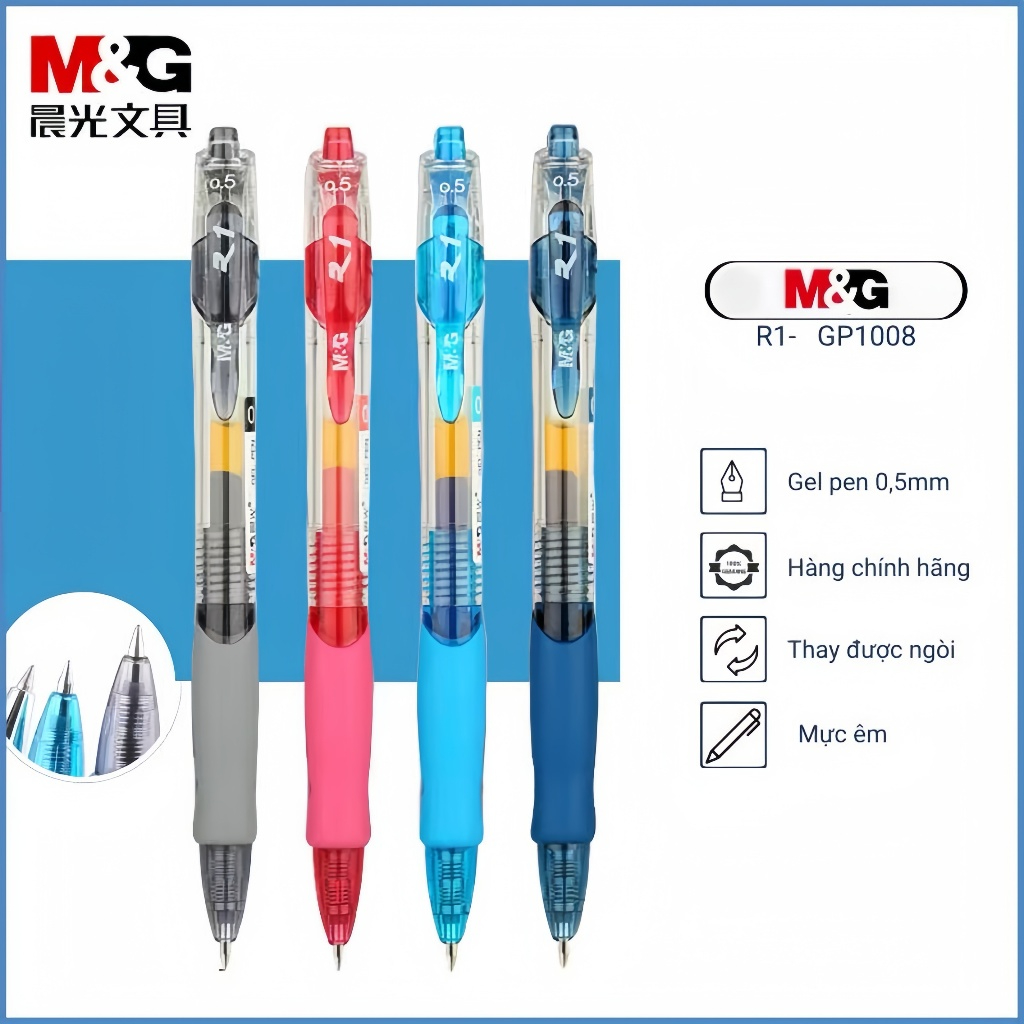 Bút Bi Nước Bấm Béo R3 M&G GP1163 0.5mm Viết trơn mẫu  mã đẹp