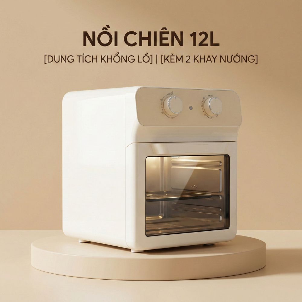Nồi chiên không dầu 12L cao cấp Mishio Mk393 hàng chính hãng