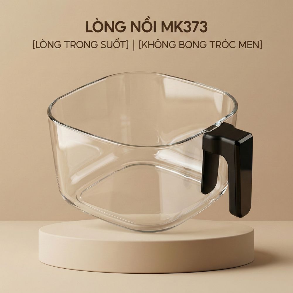 phụ kiện lòng nồi thủy tinh cho nồi chiên không dầu Mishio MK373 - không kèm khay inox