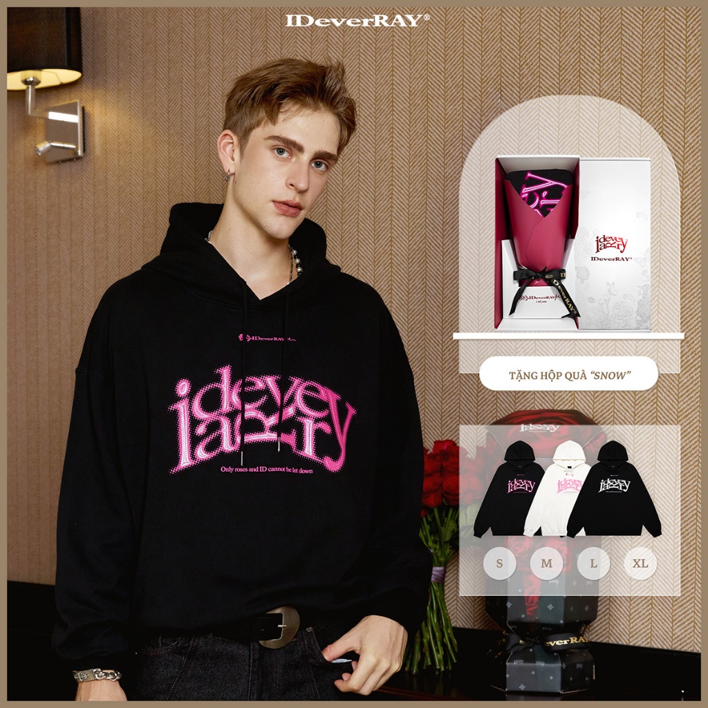 {HỘP HOA SNOW} Áo hoodie unisex cao cấp chính hãng IDeverRAY Inlove chất nỉ  định lượng 350gsm-430gs
