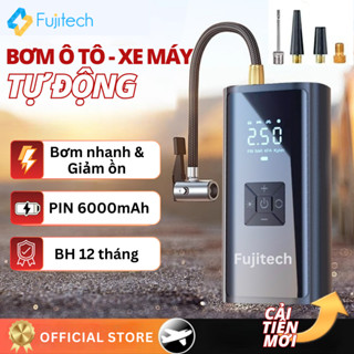 Máy bơm lốp ô tô, xe máy chính hãng FUJITECH - Bơm tự động, không dây PIN 6000mAh, BH 12 tháng