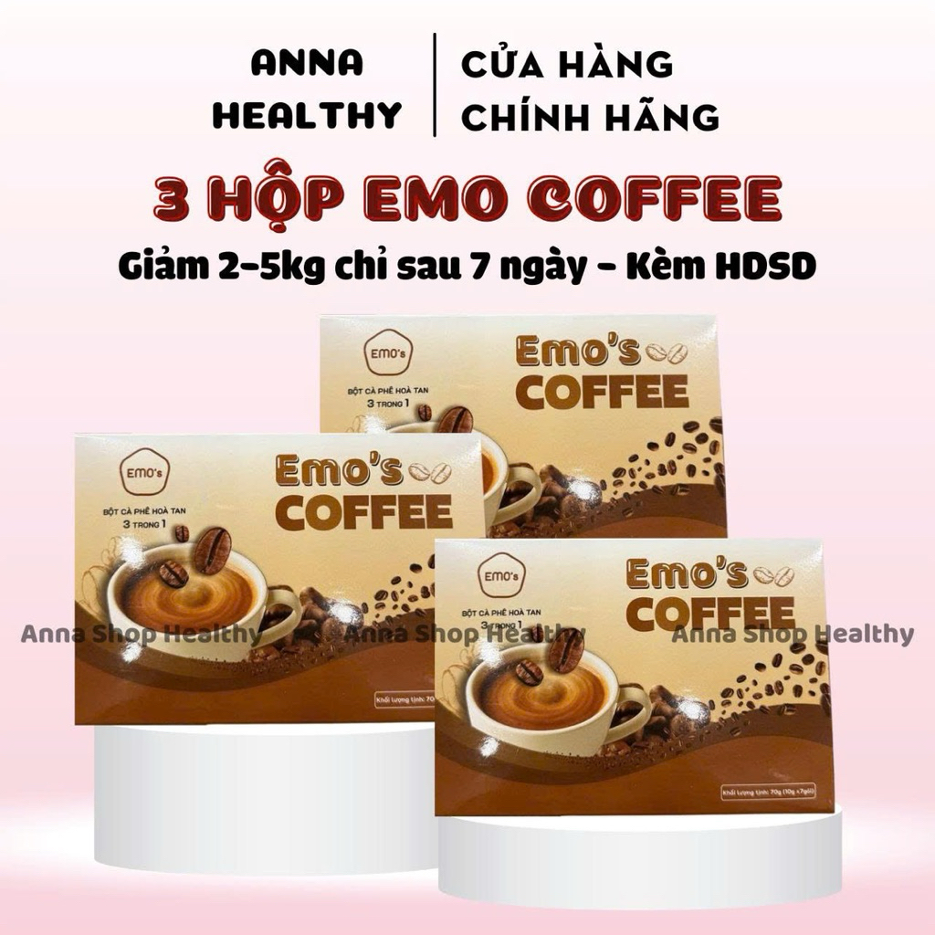 (MẪU MỚI RA MẮT) COMBO 3 HỘP BỘT CÀ PHÊ EMO GIẢM CÂN/ GIẢM CÂN EMOSLIM CHÍNH HÃNG/ KÈM QUÀ TẶNG