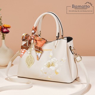 Túi xách  nữ trung niên,túi xách tặng mẹ trung niên có thêu bông sen size 28cm TC70