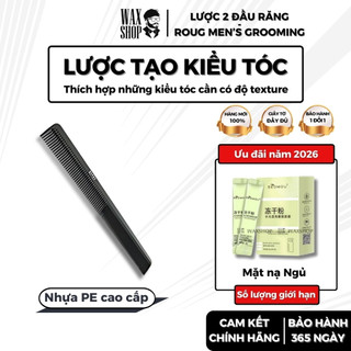 Lược chải tóc 2 đầu răng thưa và răng to cao cấp Roug Men's Grooming - Waxshop