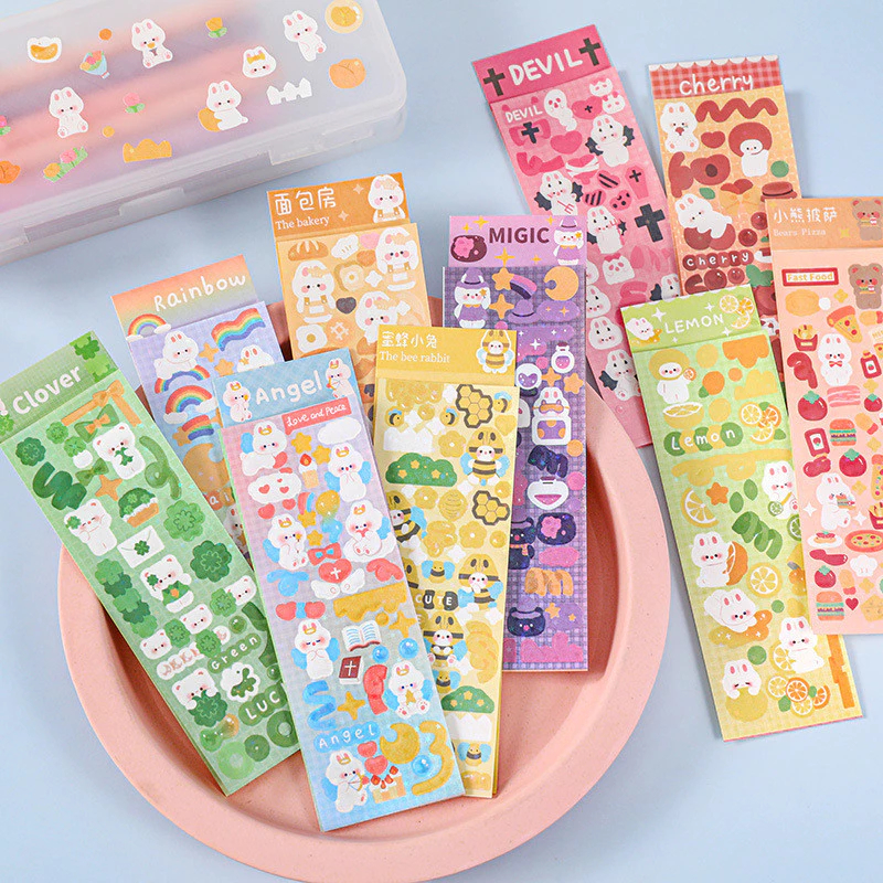 10 Tấm Sticker Dán Hoạt Hình, Màu Sắc, Hoa Quả 13*4.5Cm - Xuno Stationery