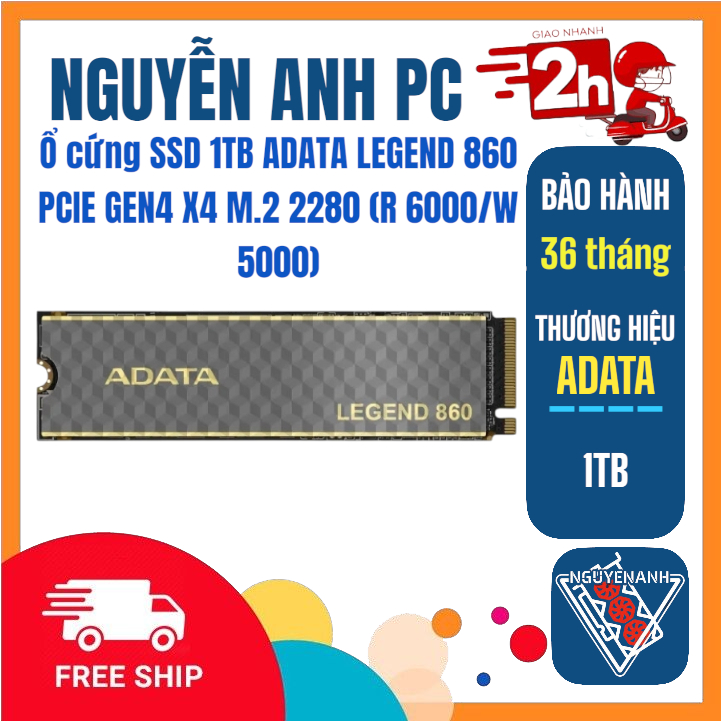 Ổ cứng SSD M2-PCIe 1TB ADATA LEGEND 860 Gen4  NVMe 2280-NEW