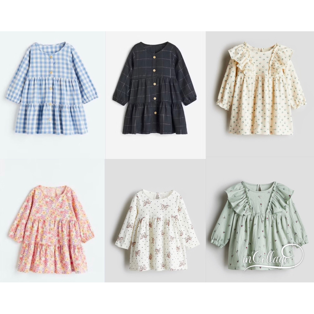 (069)Váy (đầm) tay dài cúc giữa H&M