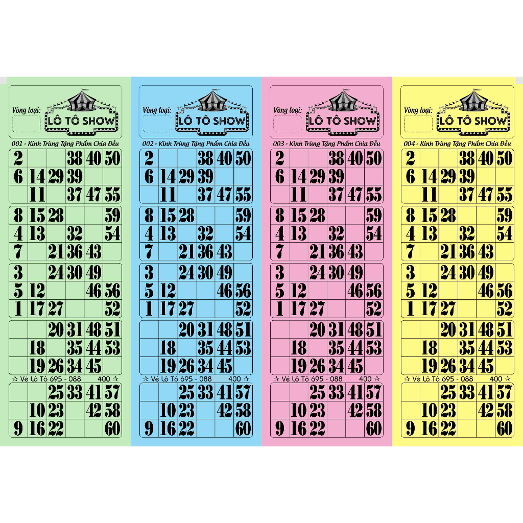 500 VÉ LÔ TÔ - LỐC 500 VÉ DÒ LÔ TÔ LOẠI 60 SỐ - VÉ HỘI CHỢ (LÔ TÔ SHOW)