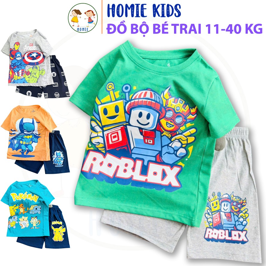 Đồ bộ bé trai size đại 11-40 kg set bộ quần áo khủng long cá mập vải cotton cho bé thoáng mát in hoạ