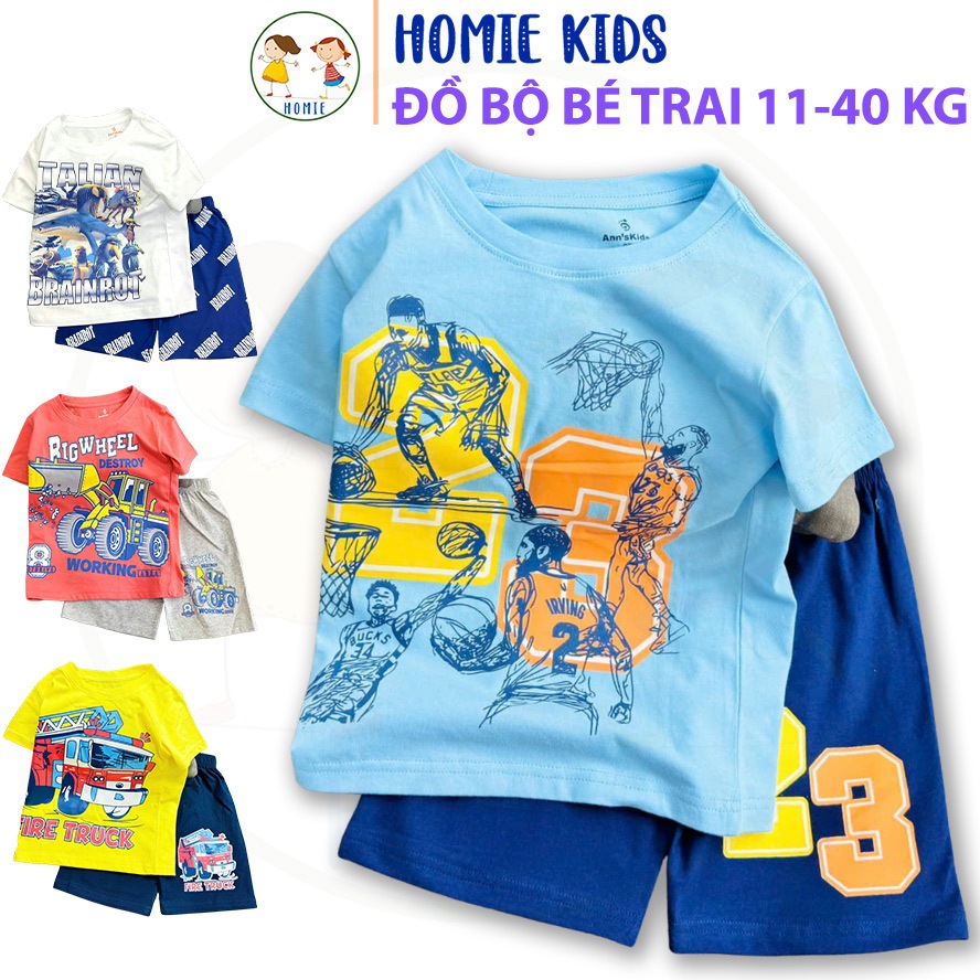 Đồ bộ bé trai size đại set quần áo thun cotton cho bé 11-40 kg mặc mát in hình siêu nhân capybara la