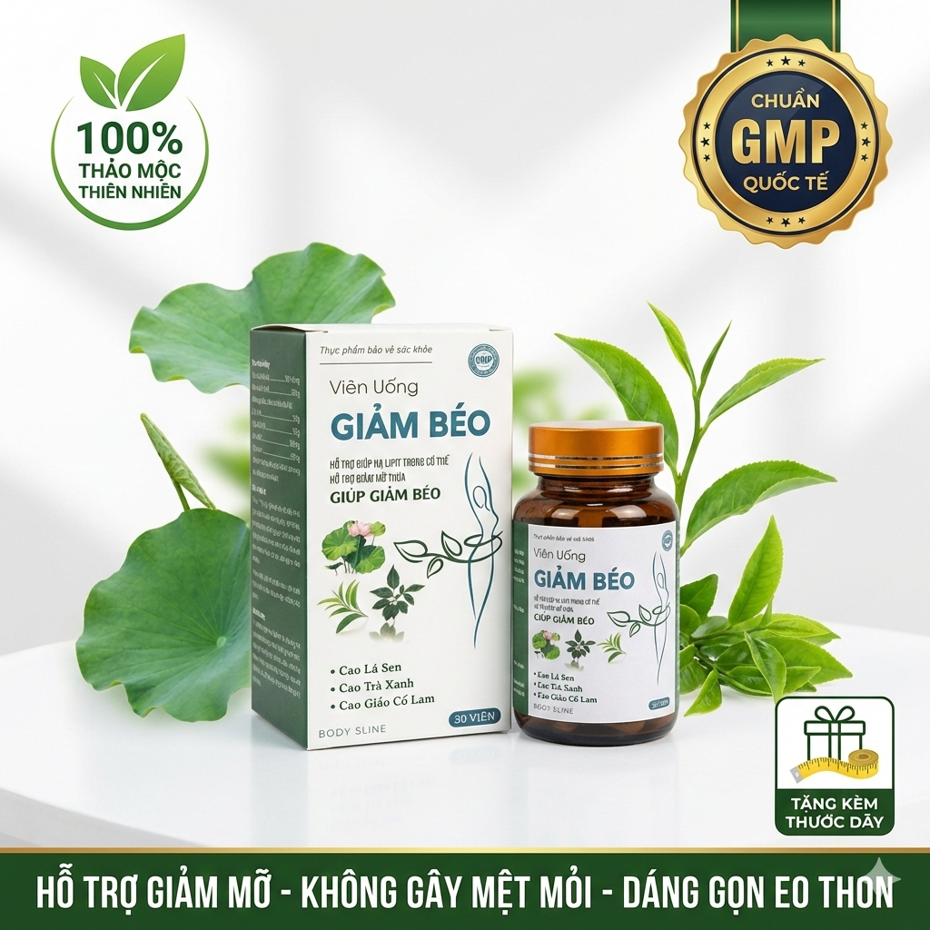 Viên Giảm Cân SLINE | Hỗ trợ giảm 6 - 10kg | Giảm béo an toàn | Giảm mỡ bụng tay chân hiệu quả | Hộp 30 viên